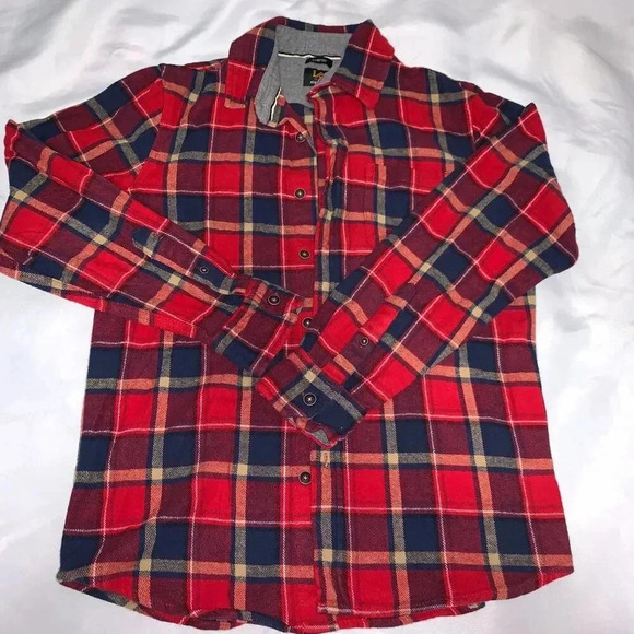 Lee Flannel Men's Shirt S Red Black Plaid Button Up Work, classic western look - Picture 1 of 8